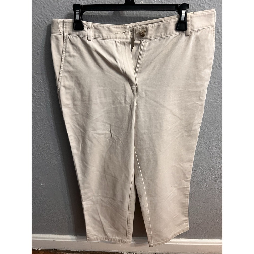 LL Bean Women Beige Pants Size 12 Classic Fit Expandable Waist